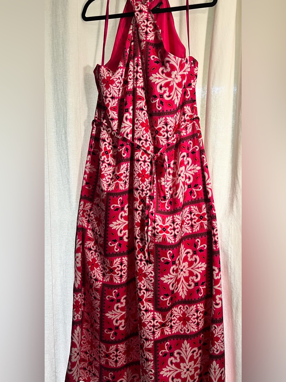 Ann Taylor Factory Pink and White Halter Tile-Print Maxi Dress - Picture 2 of 6